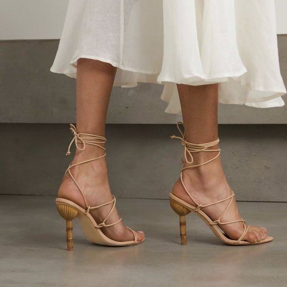 cult gaia Shoes - Cult Gaia Soleil Lace Up Leather High Heel Stiletto Sandals Sexy Wedding Guest